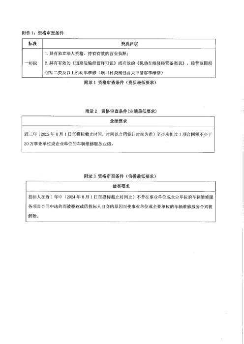 车辆维修1标段二次招标公告3